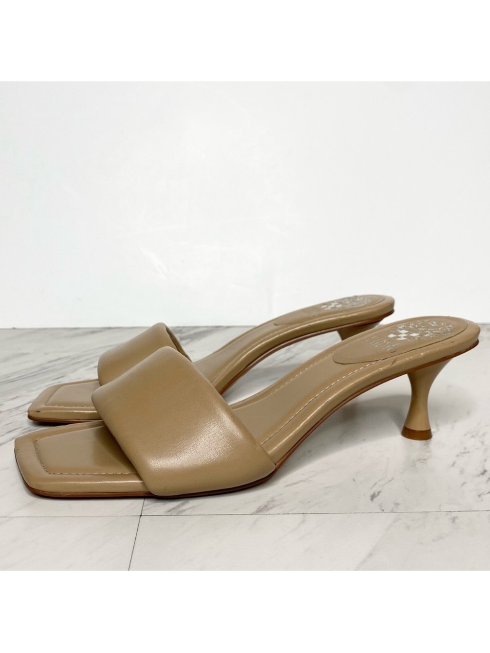 Vince Camuto Vernani Tan Leather Square Toe Sandal 8 1/2 M